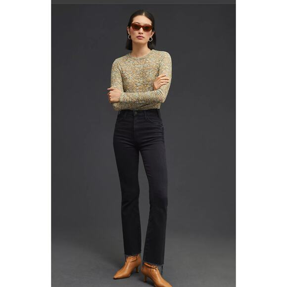 NWT MOTHER The Hustler Black Ankle Fray Jeans - 23 waist - Picture 1 of 5